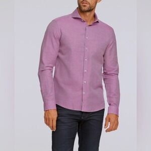 Heritage Report Collection Salmon/Pink Finney Nep Twill Shirt NWT